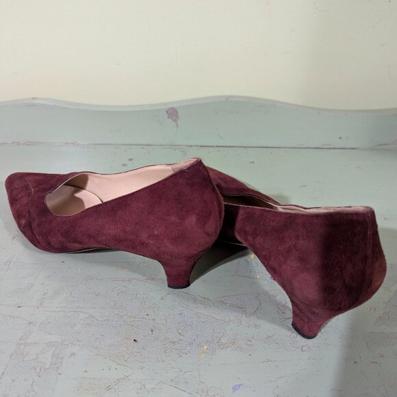 Burgundy Manolo Blahnik Kitten Heels in Suede size 38 - Sold as Is - Picture 9 of 11